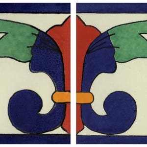 Mexican Talavera Ceramic Tiles Border Handcrafted - Vinuela Left - (you select the size)