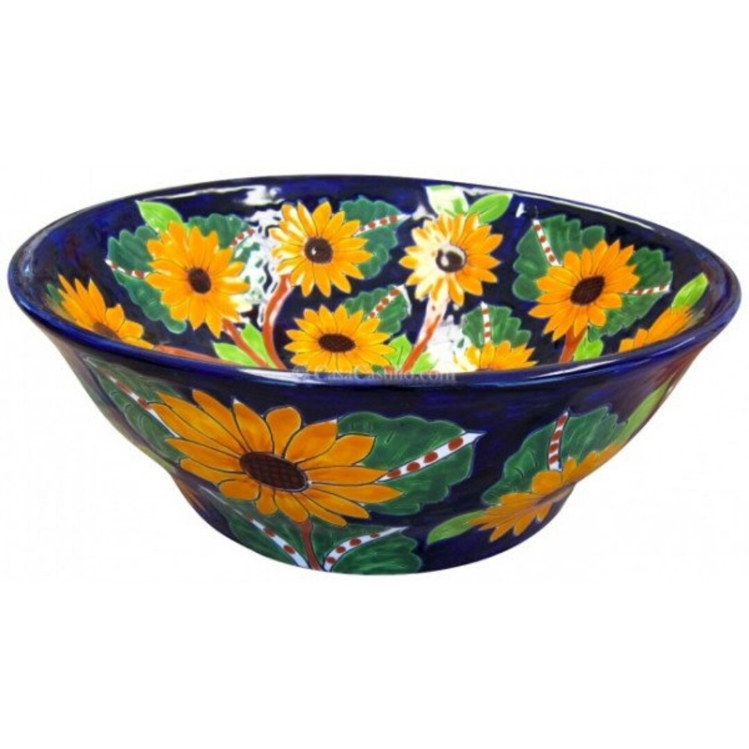 Mexican Talavera Vessel Sink Round Handcrafted Girasoles Etsy