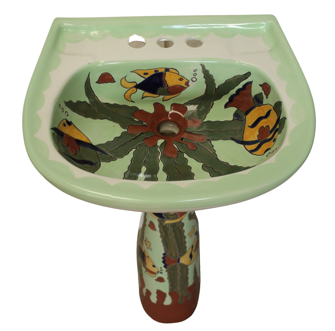 Mexican Talavera Pedestal Sink Handcrafted Ceramic Oceano Capri Etsy