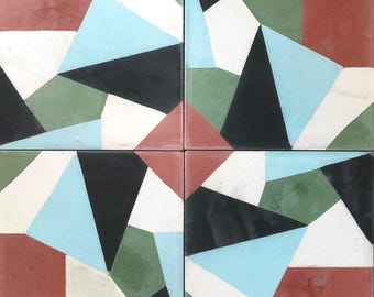 Mexican Mission Cement Tile Handcrafted 10 sqf -Piazza - 8x8"