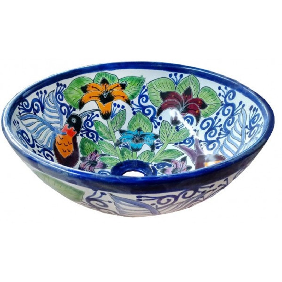 Mexican Talavera Vessel Sink Round Handcrafted Colibri Etsy