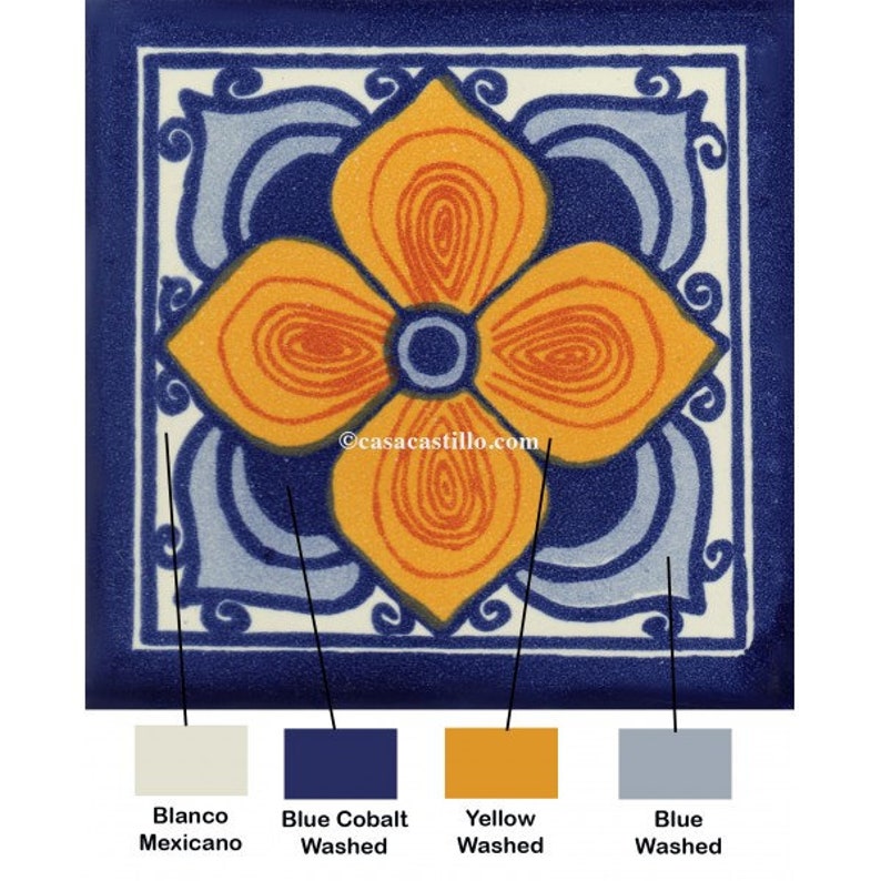 you select the size El Chico Mexican Talavera Ceramic Tiles Barroco Handcrafted