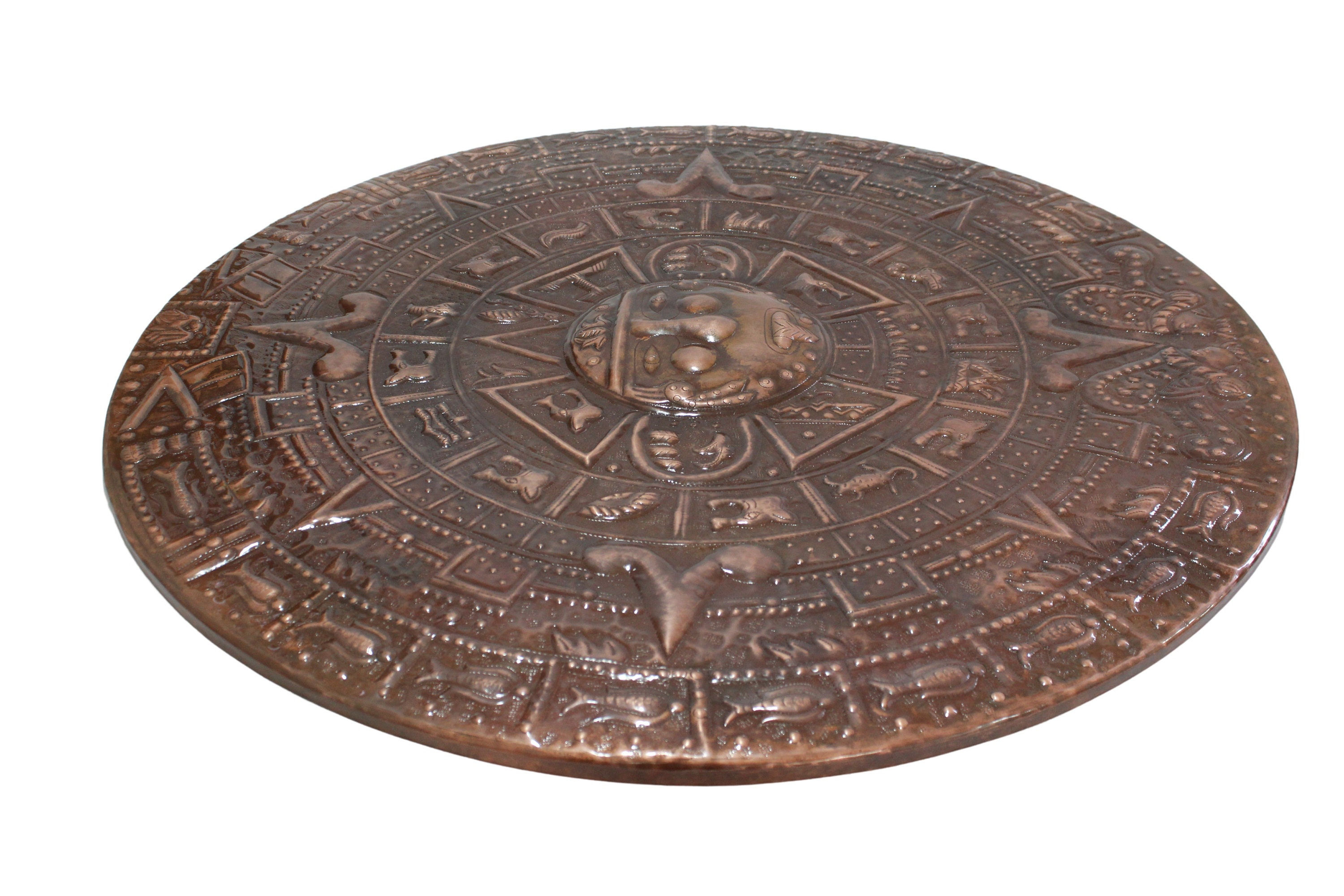 Mexican Art Decor Copper Aztec Calendar HQ - Etsy