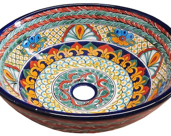 Mexican Talavera  Vessel Sink Round Handcrafted - LM10 -