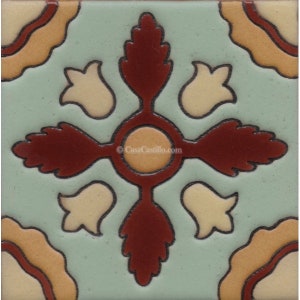 Price Per BOX Ceramic High Relief Malibu Tiles Handcrafted  - San Carlos3 -  (you select the size)
