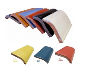 Mexican Talavera Mud Bullnose Tile Handcrafted - select your color