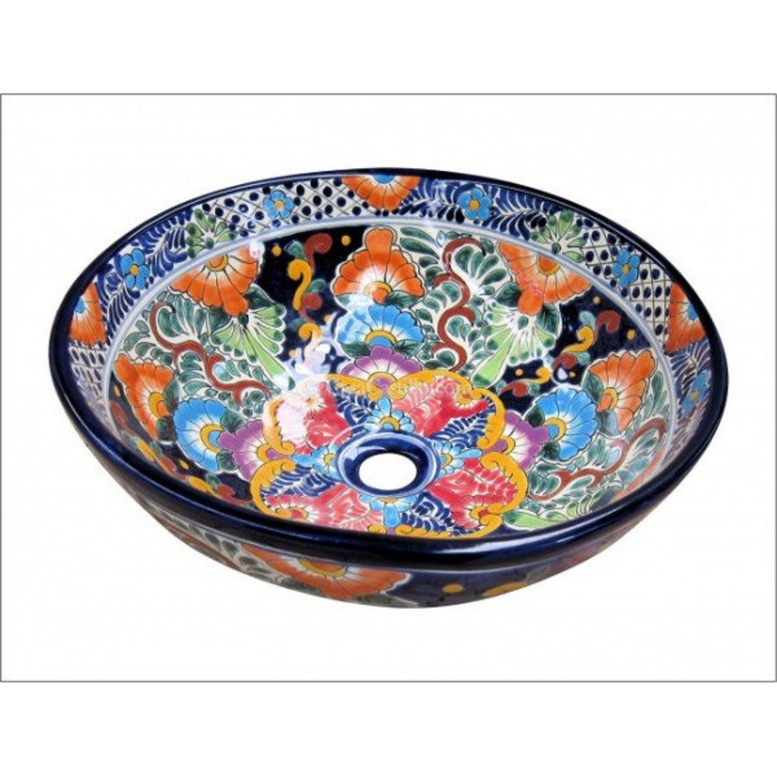 Mexican Talavera Vessel Sink Round Handcrafted Abundancia Etsy