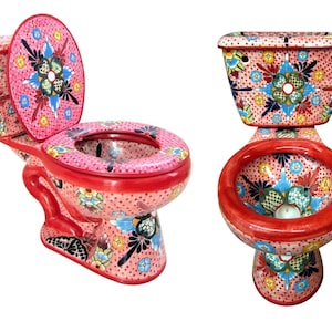 Mexican Talavera Ceramic Toilet Hand Painted - Ixtapa -