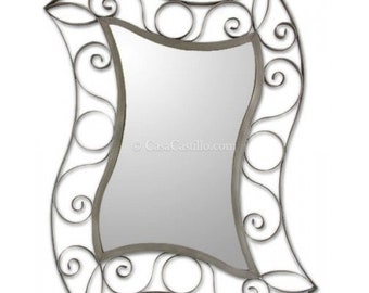 Mexican Tin Mirror Handcrafted - Olas -