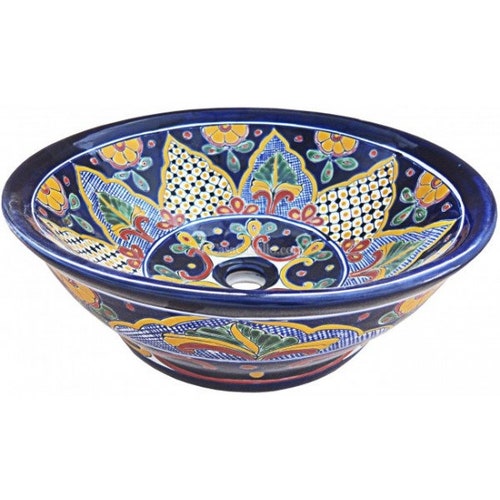 Mexican Talavera Vessel Sink Round Handcrafted LM10 Etsy