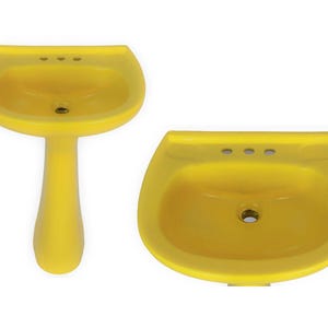 Mexican Talavera Pedestal Sink Handcrafted Ceramic -Yellow Strada -