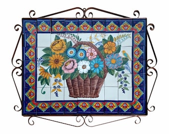 Mexican Talavera Mural - Flores2 -