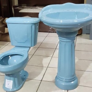 Mexican Roman Style ELONGATED TOILET - Azul Pastel -