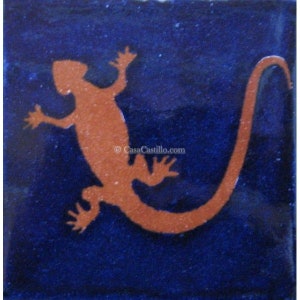 Mexican Talavera Ceramic Tiles Talavera Handcrafted - Lizard5 -  (you select the size)