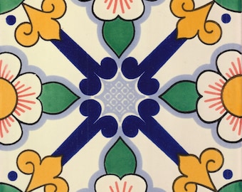 Mexican Talavera Ceramic Tiles Barroco Handcrafted - Viesca - (you select the size)