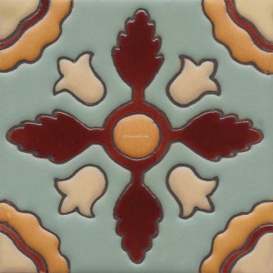 セラミック製高浮き彫りマリブタイル（手作り） - Rdc73 - （サイズはお選びいただけます）