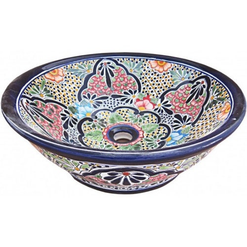 Mexican Talavera Round Vessel Handcrafted Ceramic Sink Flor Etsy