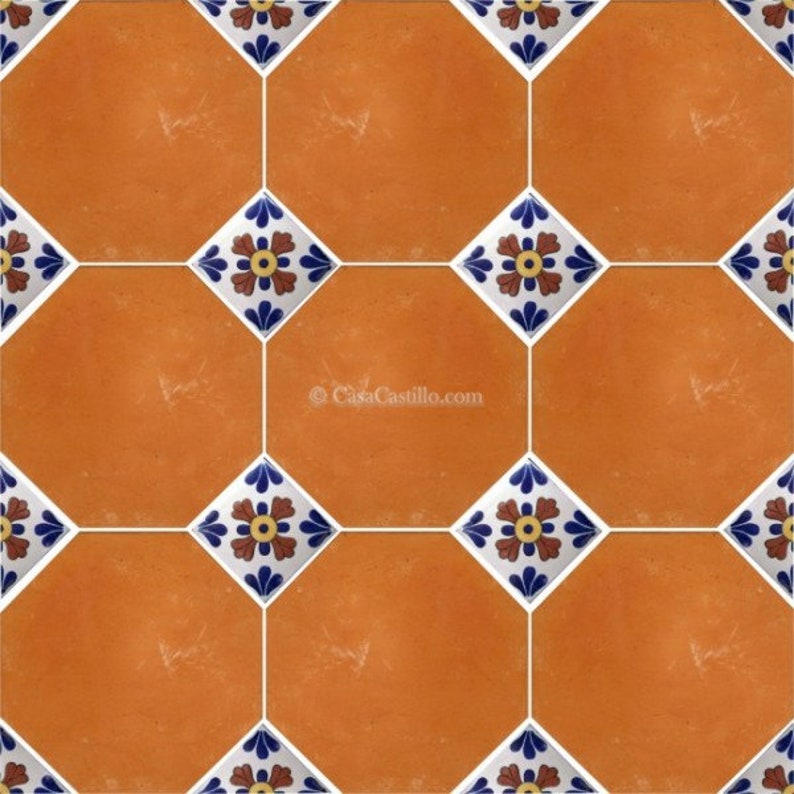 Mexican Saltillo Tiles Handcrafted Octagonal 2 Unsealed Etsy