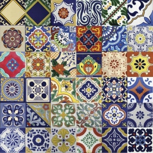 POOL TILES Mexican Talavera Ceramic Frost Proof Handcrafted Tiles - Mixed -  (you select the size)