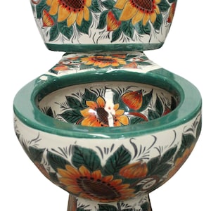 Mexican Talavera Ceramic Toilet Hand Painted  - Girasoles Rios -