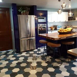 Mexican Mission Cement Tile Handcrafted 10 sqf - Tresa Hexagonal3 -  8x8&quot;