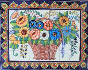 Mexican Talavera  Frost Proof Mural - Flores2 -