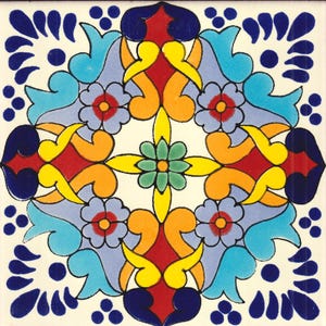 メキシコのタラベラ セラミック タイル バロッコ ハンドクラフト - Grace2 - (サイズを選択してください)