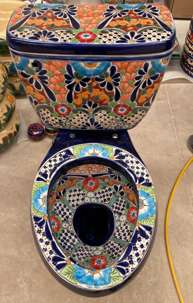 Mexican Toilet ELONGATED Comfort Height Hand Painted Izamal Etsy
