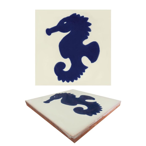 Price Per BOX  POOL TILES Mexican Talavera Ceramic Frost Proof Handcrafted Tiles - Seahorse2 -  (you select the size)