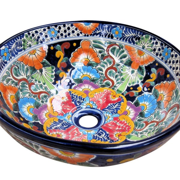 Mexican Talavera  Vessel Sink Round Handcrafted - Abundancia -