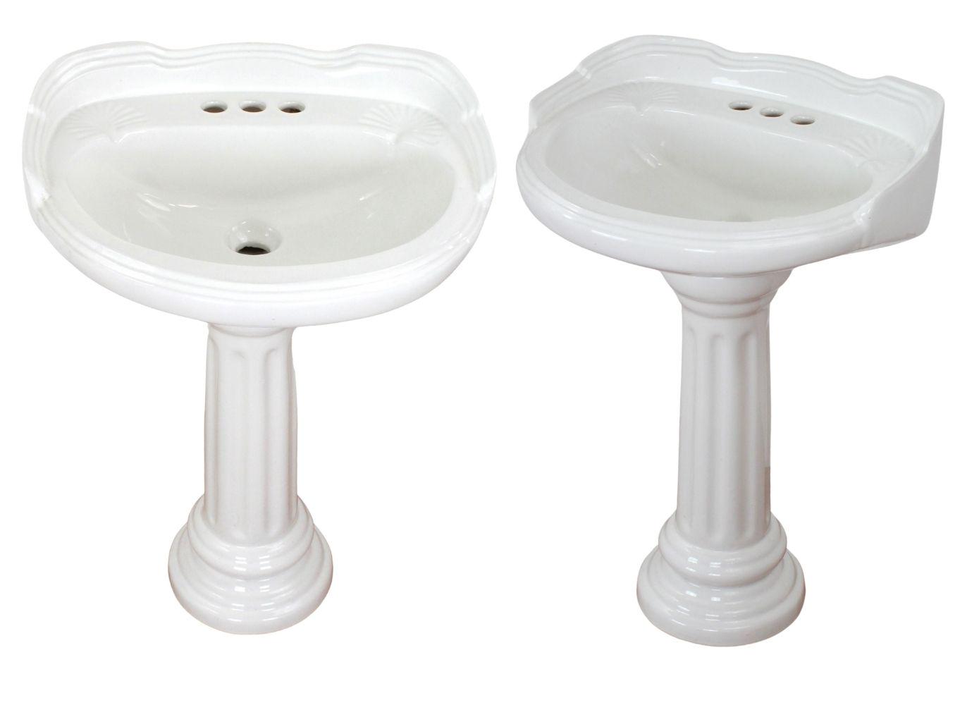 Mexican Pedestal Sink  Roman Style Handcrafted Ceramic - Pure White -
