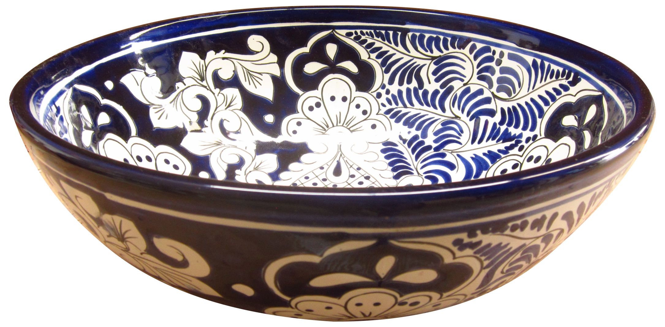 top quality Mexican Vessel Talavera Sinks Talavera Vessel Mexican Sink  Colorful – Round Rustic Handcrafted Sinks Ceramic - Acapulco Azul - 