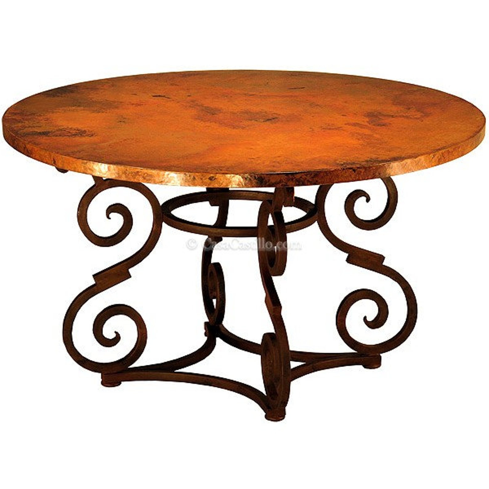 Hammered Copper Table With Iron Base Romana Etsy