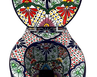 Mexican Talavera Ceramic Toilet Hand Painted - San Miguel -
