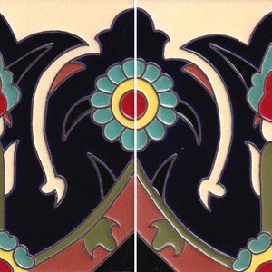 Price Per BOX Ceramic High Relief Border  Tiles Handcrafted  - Serradilla -  (you select the size)