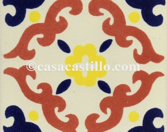 Mexican Talavera Ceramic Tiles Barroco Handcrafted - Campeche -  (you select the size)