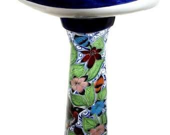 Mexican Talavera Pedestal Sink Handcrafted Ceramic - Hummingbirds -