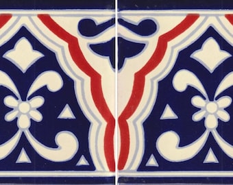 POOL TILES Mexican Talavera Ceramic Border Frost Proof  Handcrafted Tiles - Cosalá -  (you select the size)