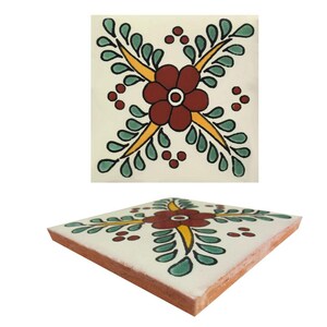 AZULEJOS PARA PISCINA Azulejos artesanales de cerámica de Talavera mexicana a prueba de heladas - Flores6 - (usted selecciona el tamaño)