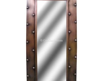 Mexican Tin Mirror with Copper Finish Handcrafted - Casquillas -