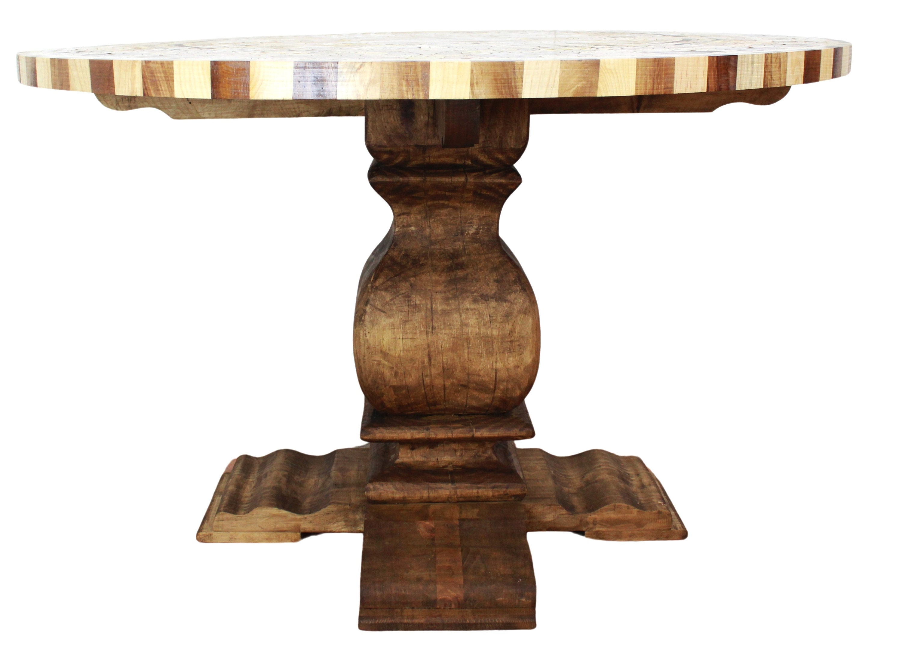 Wooden Inlay Aztec Calendar Table With Base 47