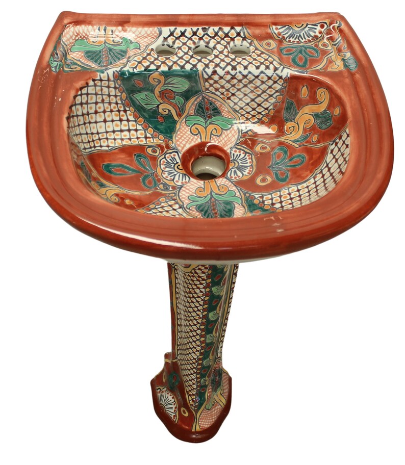Mexican Talavera Pedestal Sink Handcrafted Ceramic Tabasco Etsy