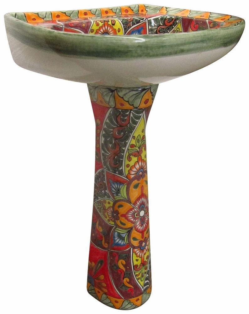 Mexican Talavera Pedestal Sink Handcrafted Ceramic Jessica image 2