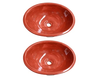 Mexican Talavera Sink Oval Drop In Handcrafted Ceramic - Terracota Washed -