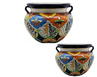 Mexican Talavera Round Planters - MP2 -