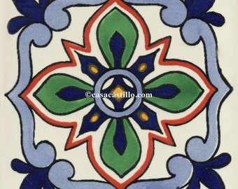 you select the size El Chico Mexican Talavera Ceramic Tiles Barroco Handcrafted
