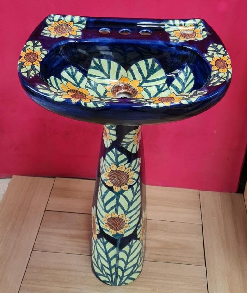 Mexican Talavera Pedestal Sink Handcrafted Ceramic Etsy