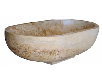 Marble Travertine Bathtub Handcrafted - Elizabeth -