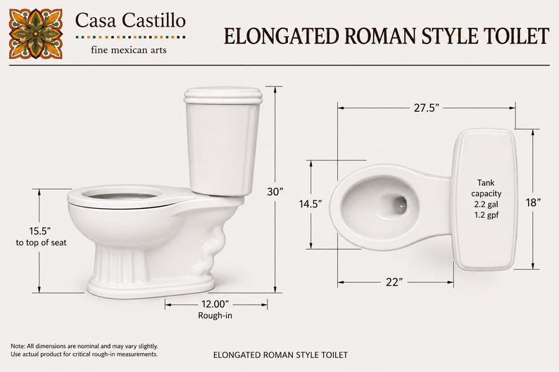 Mexican Roman Style ELONGATED TOILET - Alas de Angel - image 3