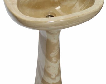 Mexican Talavera Pedestal Sink Handcrafted Ceramic - Cafe Marmoleado -